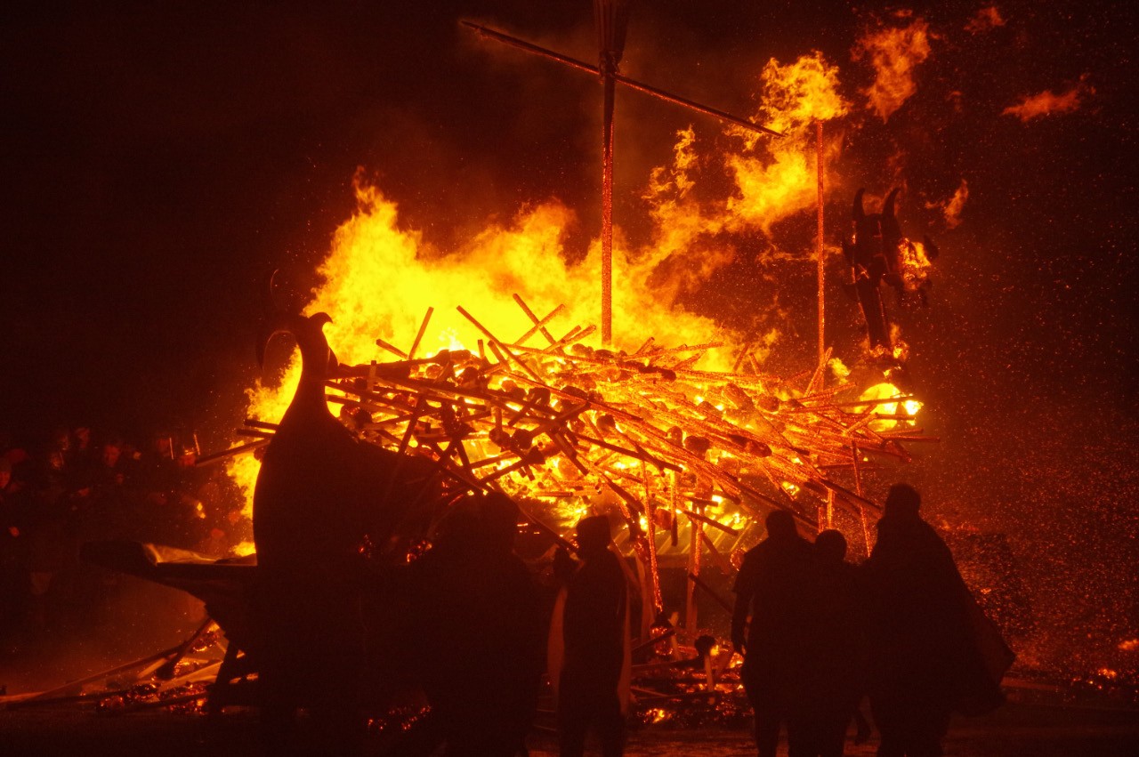 The Up Helly Aa galley burns