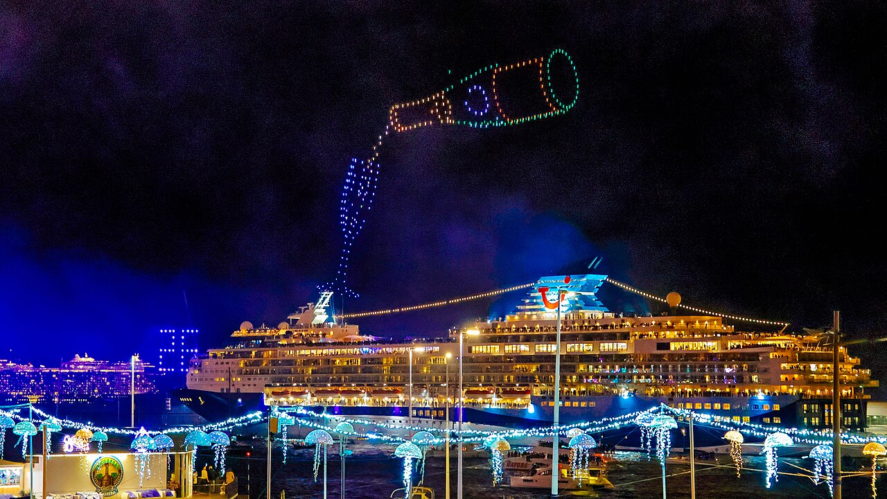 New Year drone show — Funchal harbour